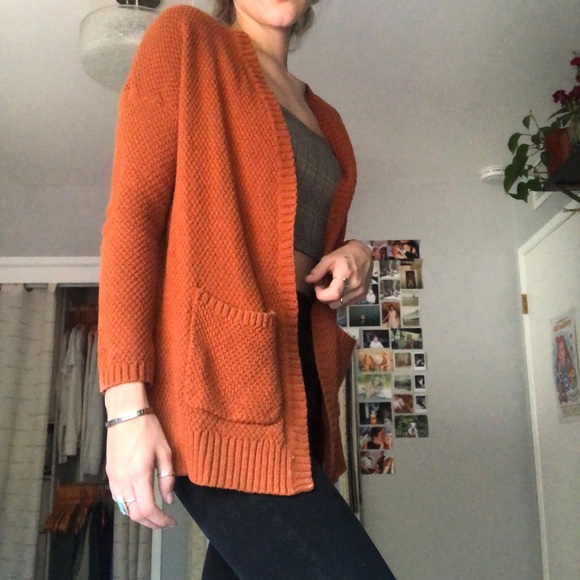burnt orange chunky cardigan